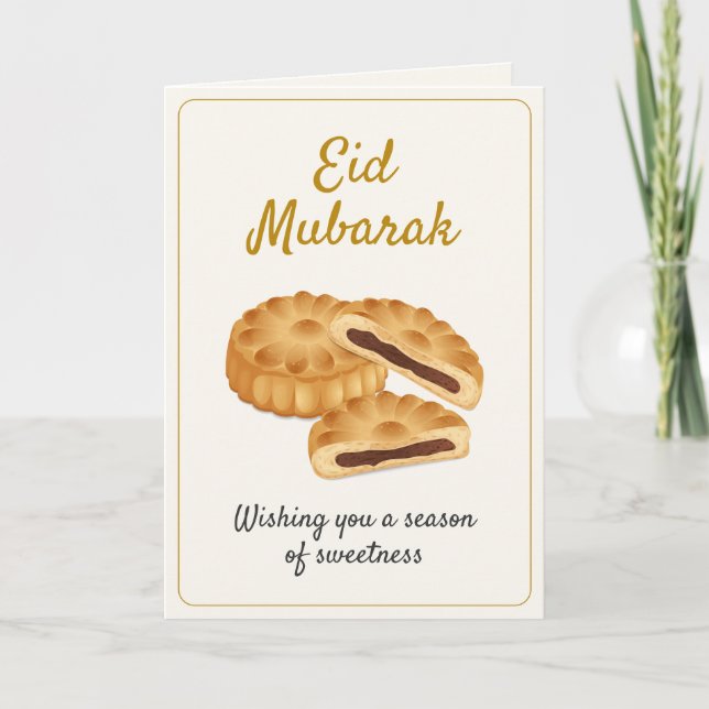 Cartão Gold Maamoul Pastry & Dates Sweet Eid Mubarak (Frente)