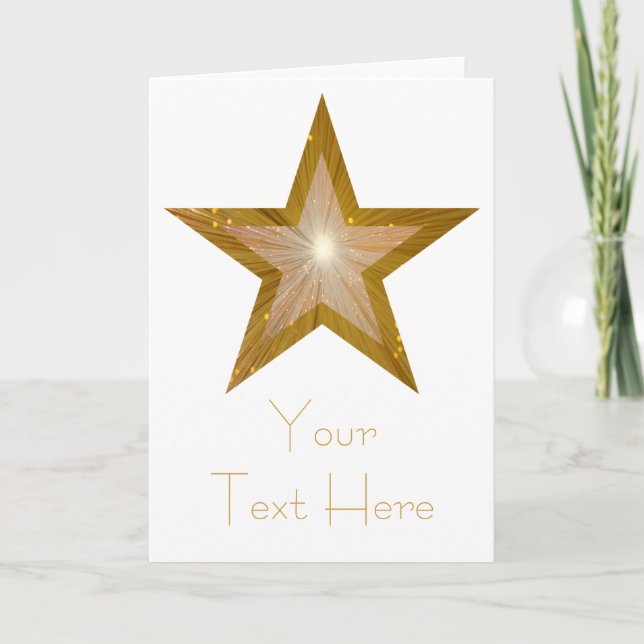 Cartão Gold Star 'Your Text' card white vertical (Frente)