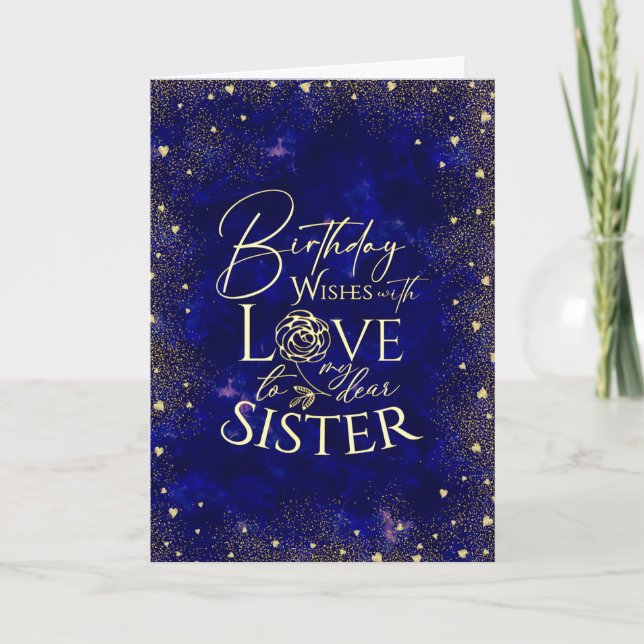 Cartão Gold Text Night Sky Birthday  Sister Photo (Frente)