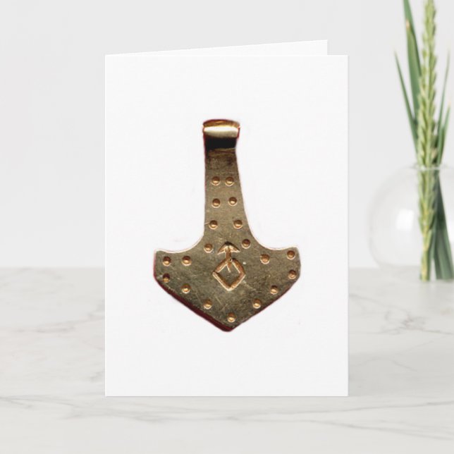 Cartão Gold Thor Hammer white greeting card (Frente)
