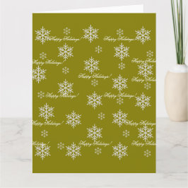 Cartão Gold Wrapping Paper Happy Holidays Snowflakes