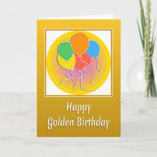 Cartão Golden Birthday Card with Balloons