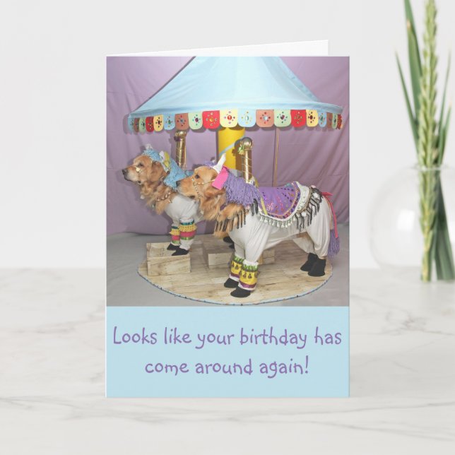 Cartão Golden Birthday Carousel (Frente)