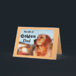 Cartão Golden Dad Birthday Golden Retriever Cute Verse<br><div class="desc">Celebrate your father's birthday with an endearing message "You Are A Golden Dad" to delight golden retriever owners. The card features a beautiful golden in a classic champion pose. Designed in cheerful gold and black colors,  the card will be a great birthday keepsake for a golden retriever fan!</div>