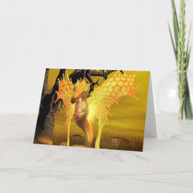 Cartão Golden Dragon Greeting Card (Frente)