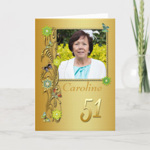 Cartão Golden Garden 51st Photo Birthday Card