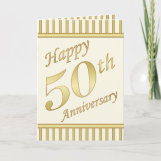 Cartão Golden Happy 50th Anniversary Card - Stripes