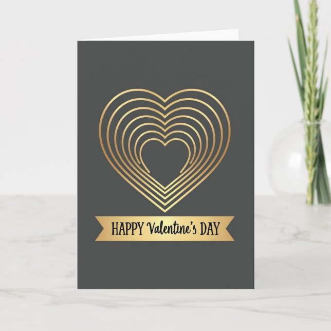 Cartão Golden Heart Pattern Valentine Card (Frente)
