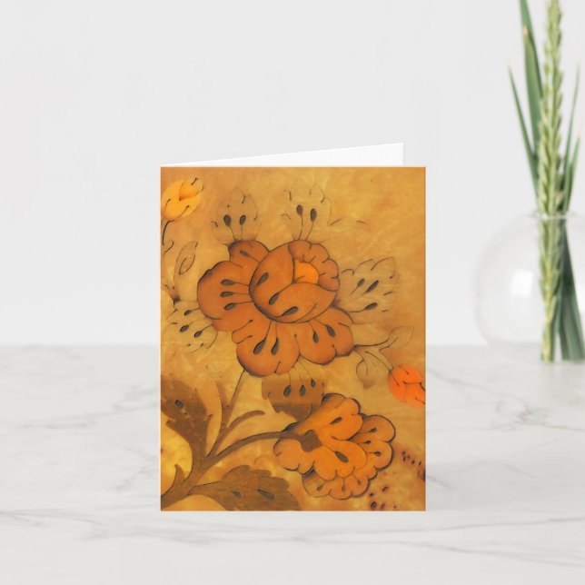 Cartão Golden Inlay Flowers Note Card (Frente)
