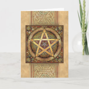 Cartão Golden Knotwork Pentacle Greeting Card