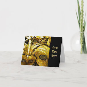 Cartão Golden Mardi Gras Masks Note Card
