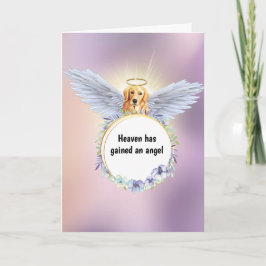 Cartão Golden Retrieve angel flower wreath dusky pink sky