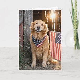 Cartão Golden Retriever 4 de Julho