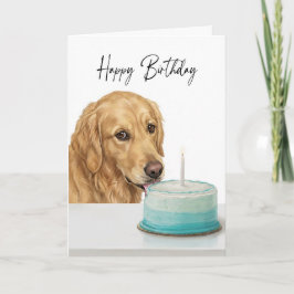 Cartão Golden Retriever Birthday Cake Inspector