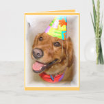 Cartão Golden Retriever birthday card.<br><div class="desc">Golden retriever with a birthday party hat on.</div>