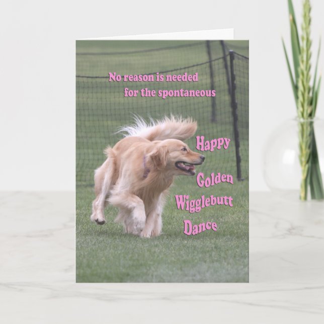 Cartão Golden Retriever Birthday Card 'Dance' (Frente)