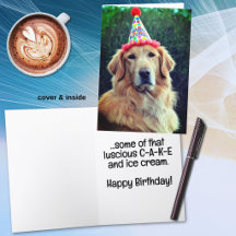 Golden Retriever & Chapéu de Festa com Feliz Anive