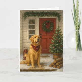 Cartão Golden Retriever Christmas Card