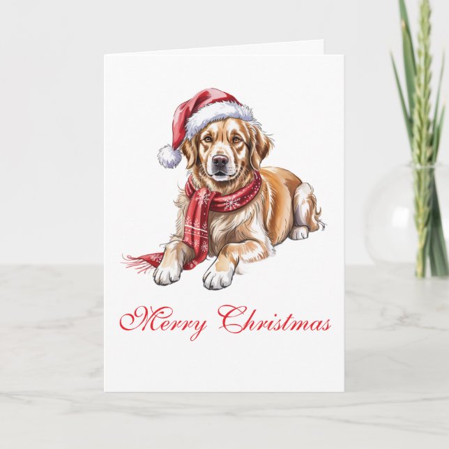 Cartão  Golden Retriever Christmas Greeting Card (Frente)