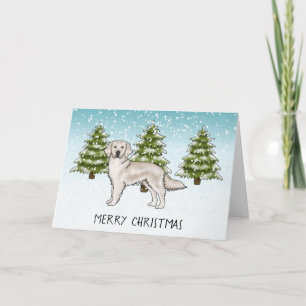Cartão Golden Retriever Creme Azul Natal Feliz