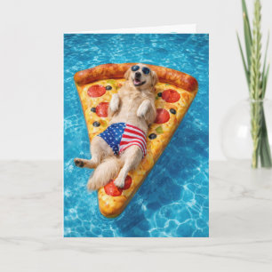 Cartão Golden Retriever de aniversário em um colchão de a