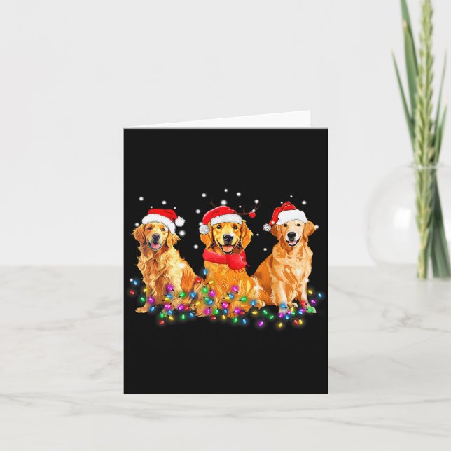 Cartão Golden Retriever Dog Christmas Lights Cute Matchin (Frente)