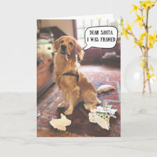Cartão Golden Retriever em Apuros com o Papai Noel do Nat