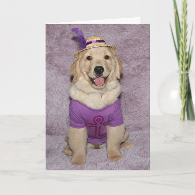 Cartão Golden Retriever Fabulous Puppy Birthday  (Frente)