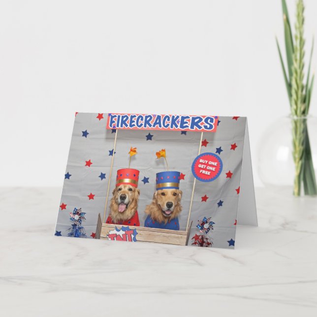 Cartão Golden Retriever Firecrackers For Sale (Frente)