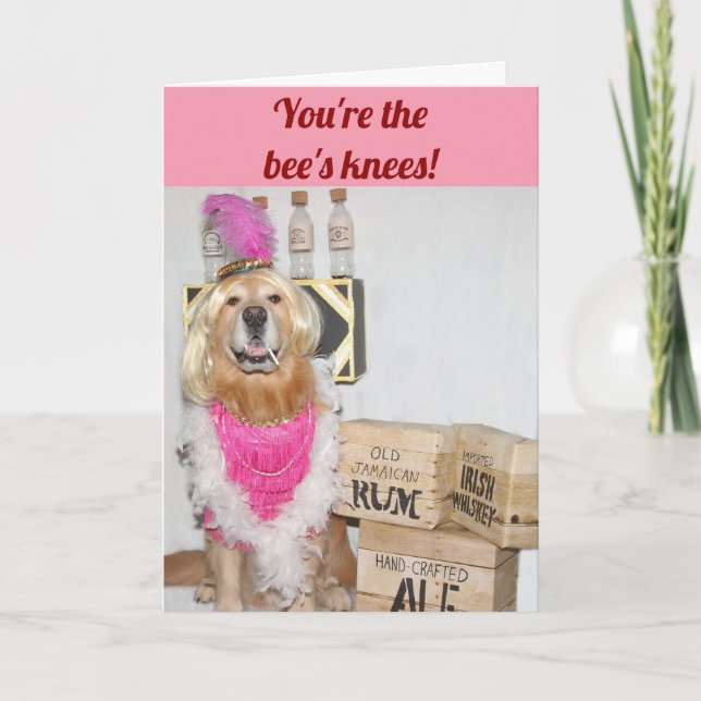 Cartão Golden Retriever Flapper Birthday (Frente)