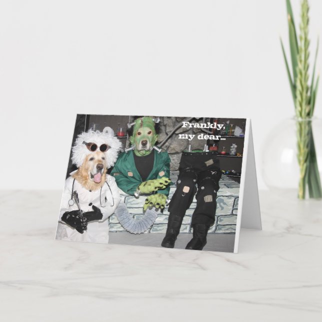 Cartão Golden Retriever Frankenstein Lab Halloween (Frente)