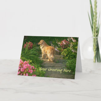 Cartão Golden Retriever Garden Greeting Card