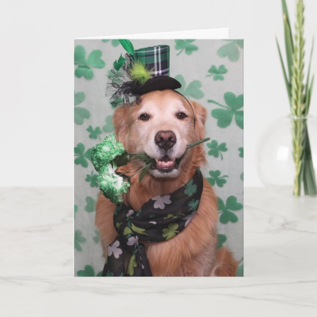 Cartão Golden Retriever Irish St. Patrick’s Day (Frente)