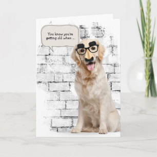 Cartão Golden Retriever para aniversário de envelheciment