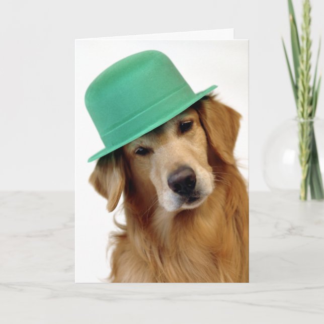 Cartão Golden Retriever St. Patrick's Day (Frente)