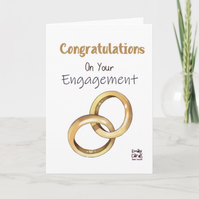 Cartão Golden Rings Engagement Card (Frente)