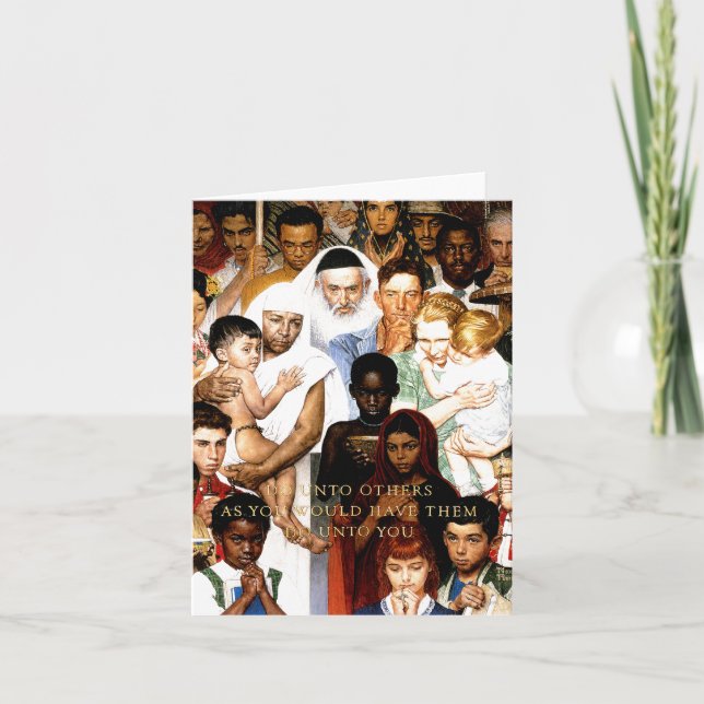Cartão Golden Rule (Do unto others) by Norman Rockwell (Frente)