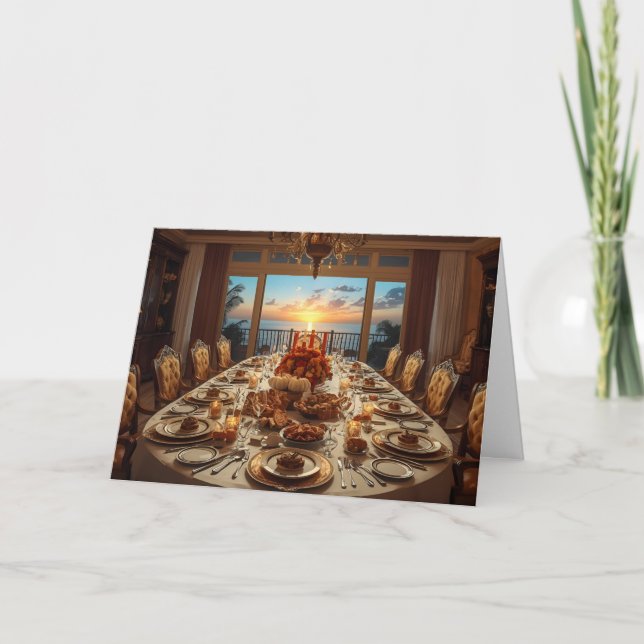 Cartão 🌅 Golden Sunset Gathering – Thanksgiving Card (Frente)