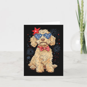 Cartão Goldendoodle 4º De Julho, Doodle Ouro Patriótica D