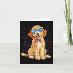 Cartão Goldendoodle 4º De Julho, Doodle Ouro Patriótica D