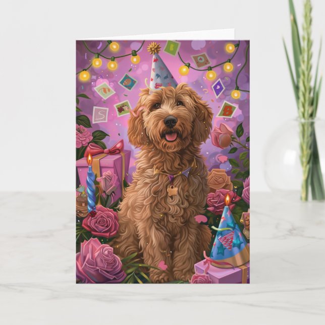 Cartão Goldendoodle Birthday (Frente)