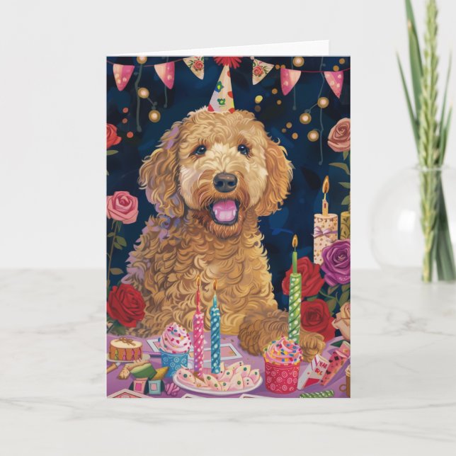 Cartão Goldendoodle Birthday (Frente)