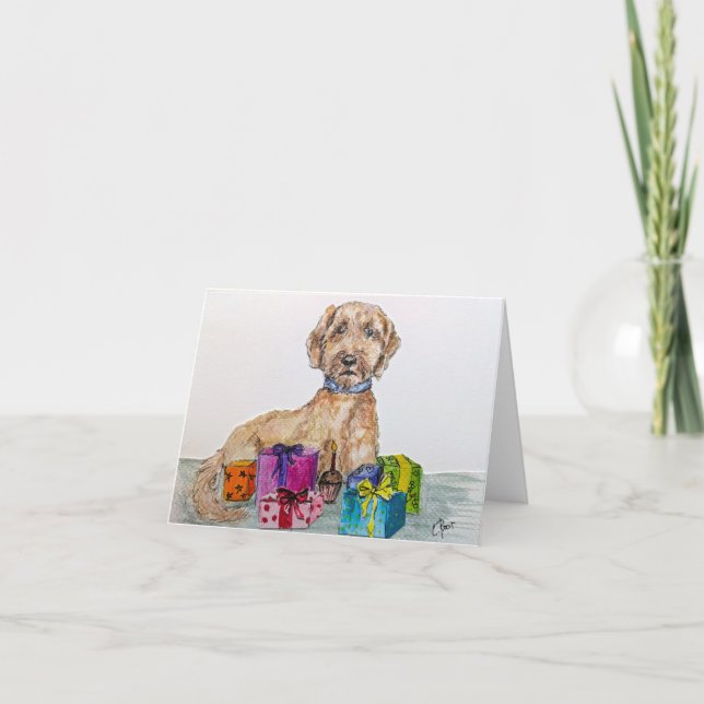 Cartão Goldendoodle Birthday Card (Frente)