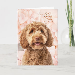Cartão Goldendoodle Cachorro Hortênsia Pêssego Pensando e