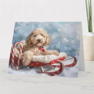 Cartão Goldendoodle Cachorro Natal Festivo