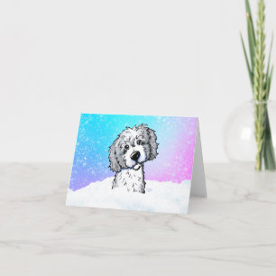 Cartão Goldendoodle cinza e branco