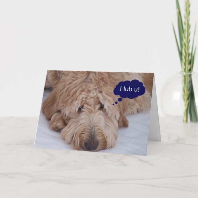 Cartão Goldendoodle "I lub u!" Card (Frente)