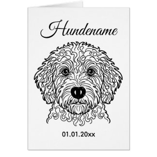 Cartão Goldendoodle Minimalist Line Art Personalized card