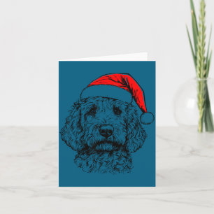 Cartão Goldendoodle Natal Chapéu do Papai Noel Xmas Pijam