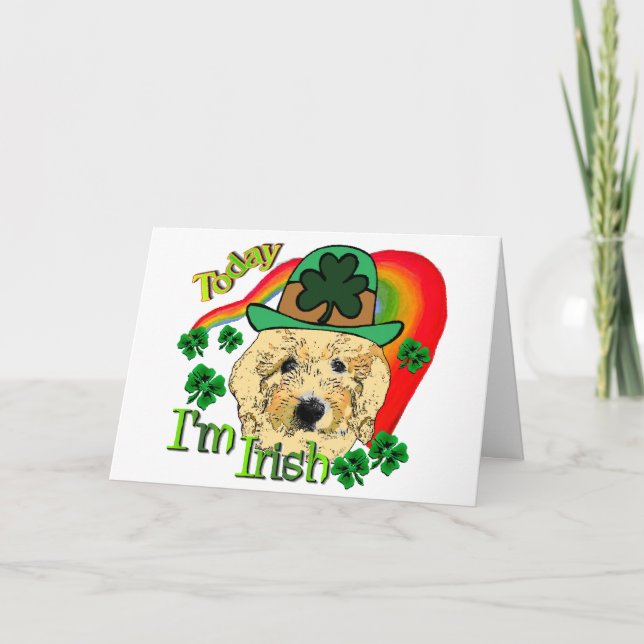 Cartão Goldendoodle St Patricks Day (Frente)